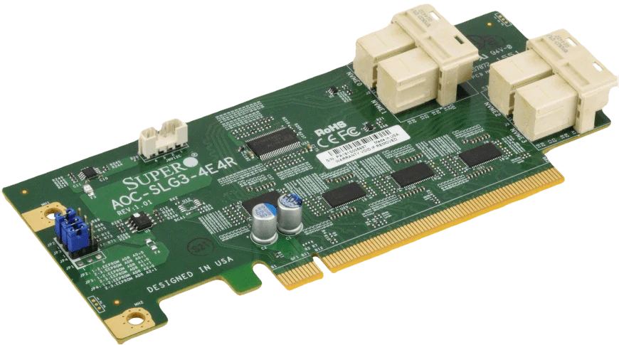 Supermicro AC AOC-SLG3-4E4R-O quad-Port Gen-3 Internal NVMe Host Bus Adapter