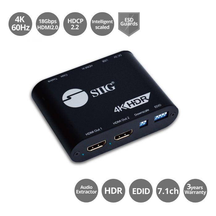 1X2 HDMI 2.0 SPLITTER W/ AUDIO