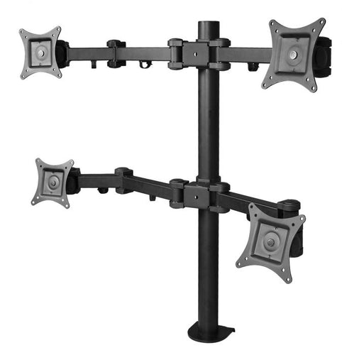 QUAD MONITOR FULL-MOTION DESK MOUNT -INDEPENDENTLY TILT, SWIVEL, ROTATE AND EXTE