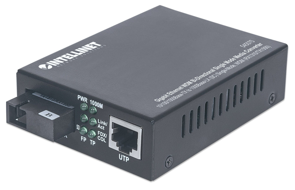 GIGABIT ETHERNET WDM BI-DIRECTIONAL SINGLE MODE MEDIA CONVERTER, 10/100/1000BASE