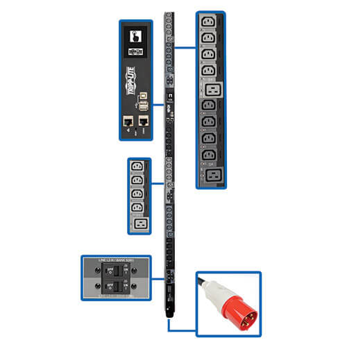 25.2KW 3-PHASE SWITCHED PDU, LX PLATFORM INTERFACE, 240V OUTLETS (24 C13/6 C19),